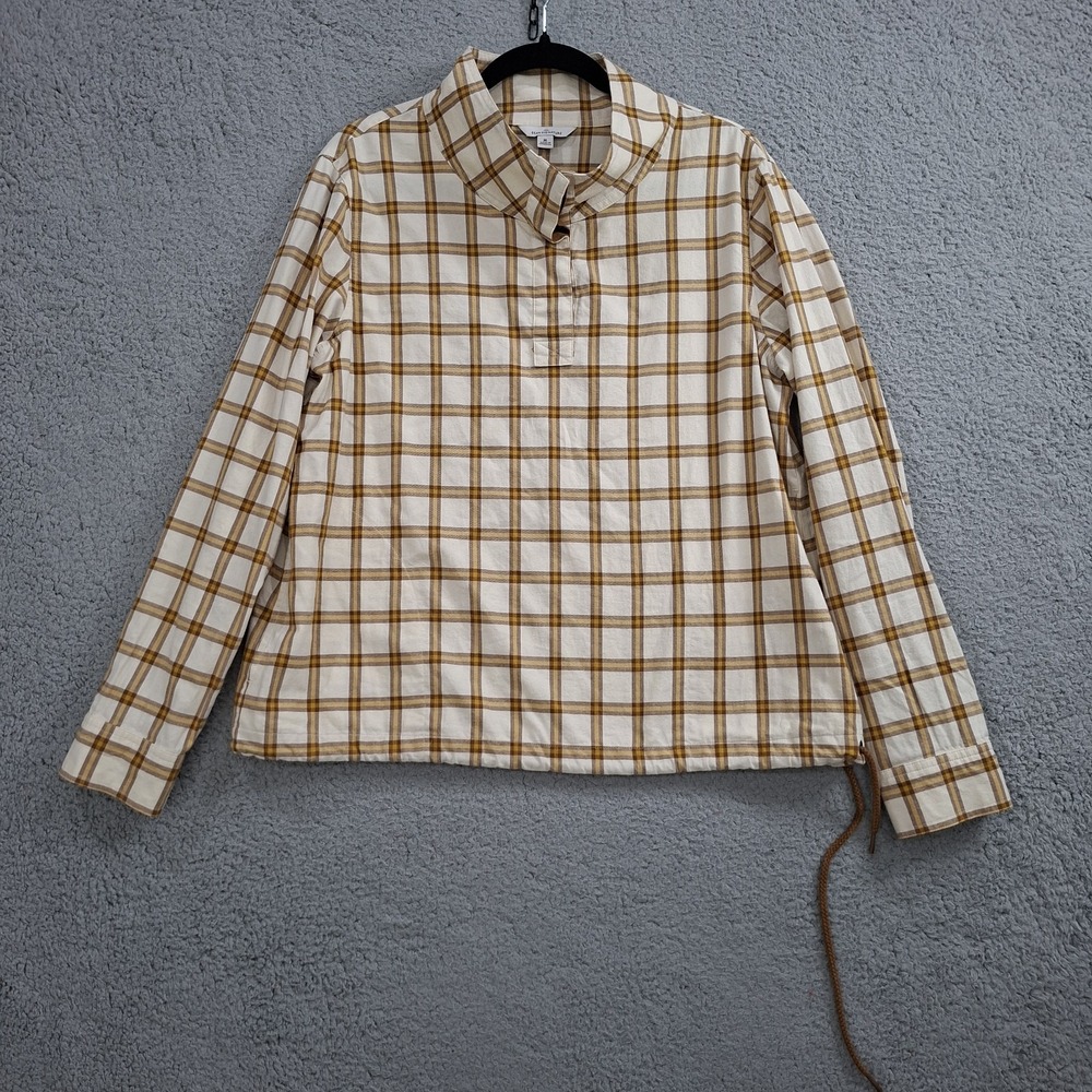 LL Bean Signature Womens Medium Brushed Cotton Plaid Pullover Shirt Gorpcore
